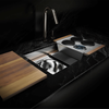 Undermount Double Bowl Kitchen Sink with Walnut Accessories - Image 4