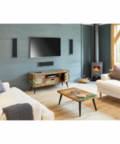 Reclaimed Wood TV Stand Unit with Carved Detailing