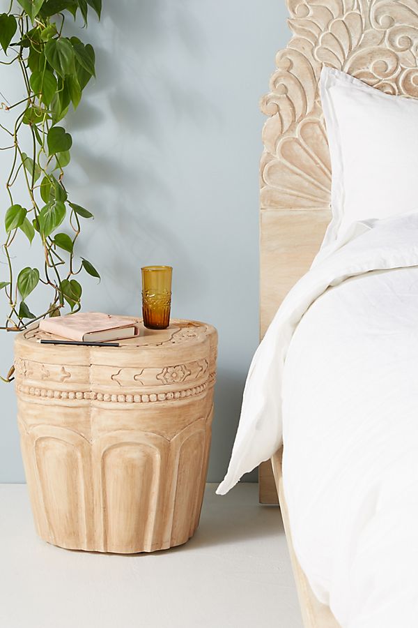 Hand Carved Solid Wood Patchwork Nightstand