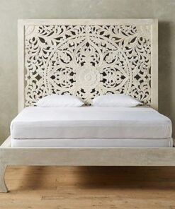 Hand Carved Solid Wood Platform Bed Frame