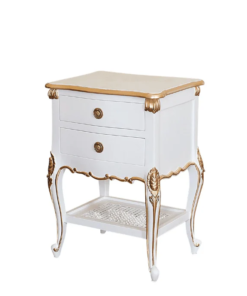 Solid Mango Wood Nightstand with Antique Carved Detailing