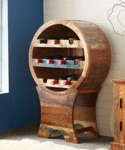 Solid Wood Wine Bar Cabinet with Storage Rack